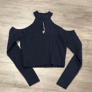 HONEY BELLE Ribbed Cold Shoulder Top